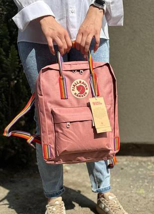 Пудровый, розовый женский рюкзак kanken classic 16 l с радужны...