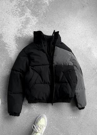 Мужская зимняя куртка черная рефлективная, теплая куртка зимня...