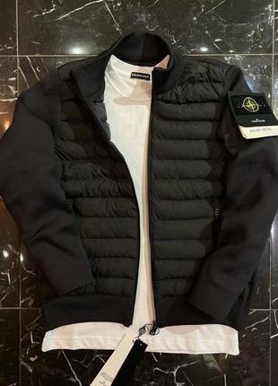 Мужской бомбер stone island серый с патчем