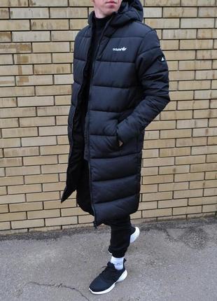 Мужская длинная зимняя куртка парка adidas черная