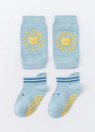 Нековзні дитячі шкарпетки та наколінники для повзання Блакитні...
