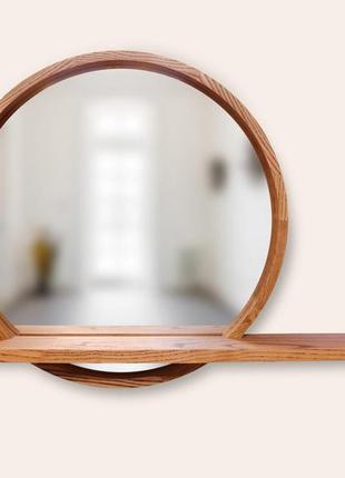 Зеркало деревянное круглое с полочкой luxury wood sunset 60х60...