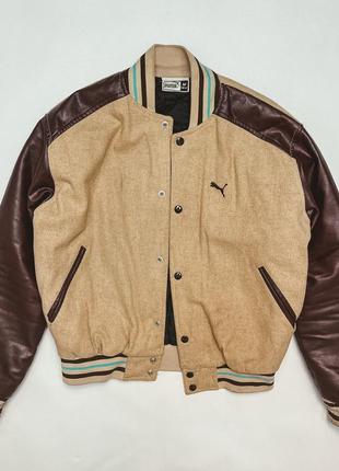Куртка бомбер puma вовна шерсть кожа винтаж vintage