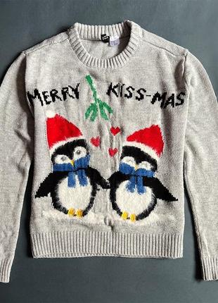 Новогодний свитерчик merry kiss mas акрил пингвины