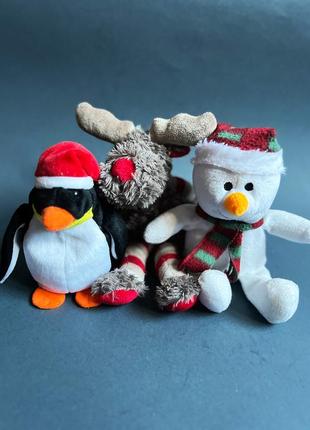 Игрушки новогодние снеговик пингвин олень