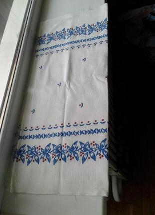 Ткань вафельная белый с синим купонный хлопок винтаж ссср нюанс