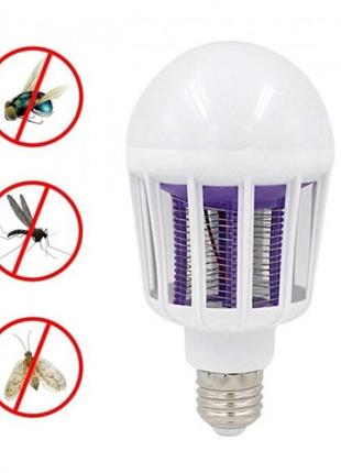 Лампочка ловушка от комаров 2 в 1 с електрошоком