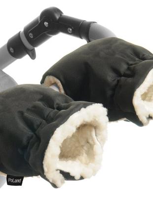 Муфты рукавички poland (польша) черные для рук мамы универсаль...