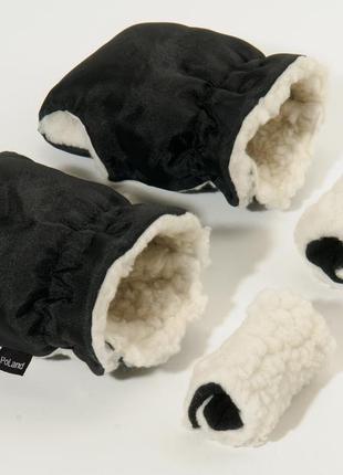 Муфты рукавички poland (польша) черные для рук мамы на коляску...