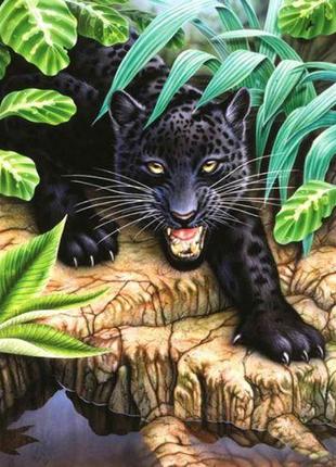 Алмазная мозаика, на рейках "Черный леопард" 30х40 см [tsi2301...