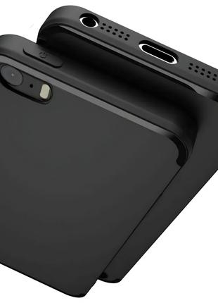 Тонкий матовый чехол для iPhone 5 5s se черный силиконовый