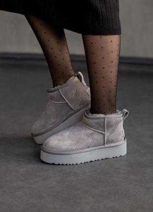 Угги ugg ultra mini platform grey