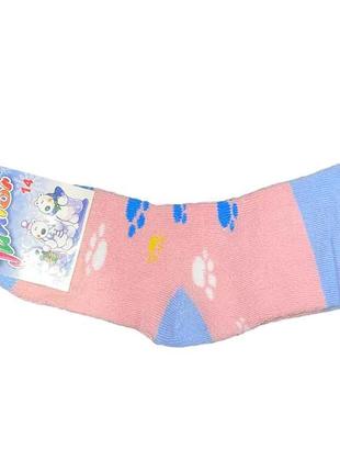 Шкарпетки дитячі махра КЛ062 лапки (рожевий/блакитний) р.14 1 ...