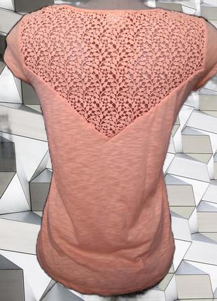Летняя футболка zara для девочки/оранжевая блузка с кружевной ...