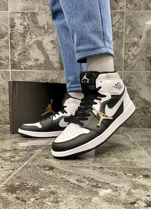 Чоловічі кросівки nike air jordan 1 black & gray