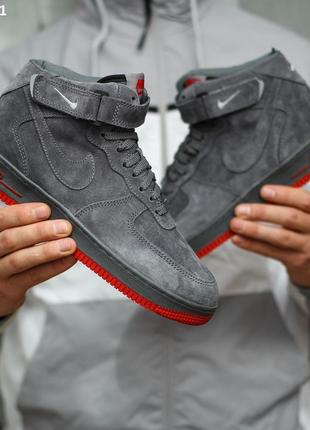 Зимние мужские кроссовки nike air force 1 07 high (сірі) зима