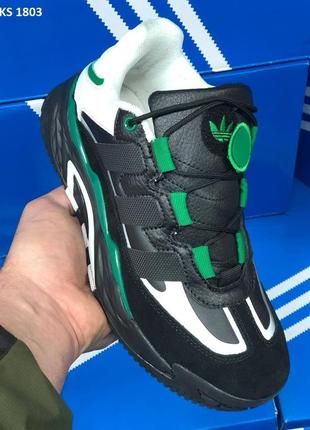 Мужские кроссовки adidas niteball (біло/зелені)