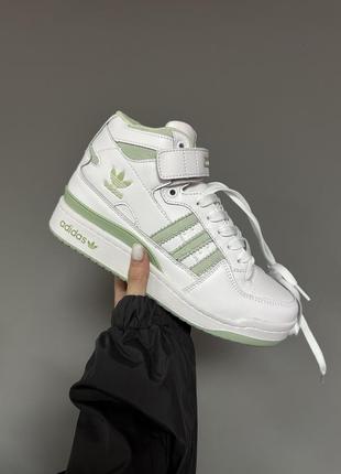 Зимние женские кроссовки adidas forum “white / olive” fur ❄️