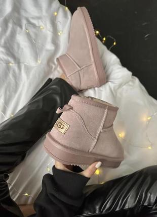 Женские ботинки ugg ultra mini pink suede