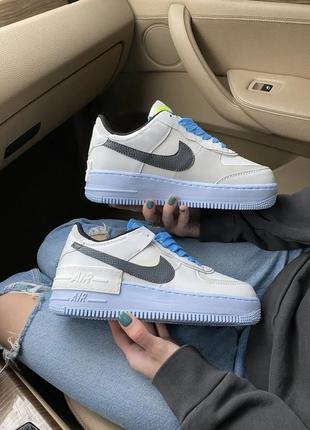 Женские кроссовки nike air force shadow white  blue