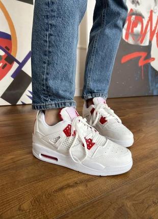 Женские кроссовки nike air jordan 4 retro white/red