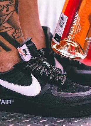 Мужские кроссовки off-white x nike air force 1 low black (чорні)