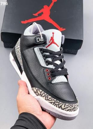 Мужские кроссовки nike air jordan 3 retro (чорні)