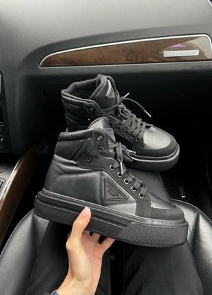 Женские ботинки prada re-nylon black