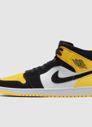 Кроссовки nike jordan 1 mid yellow toe black