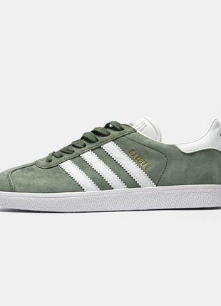 Мужские кроссовки adidas gazelle junior dark green white