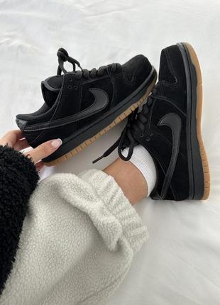 Зимние женские кроссовки nike sb dunk low “black suede” fur ❄️