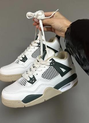 Кроссовки nike air jordan retro 4 « white / beige / green »