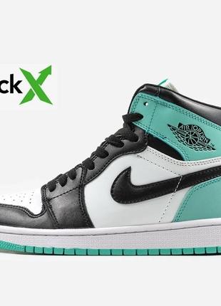 Кроссовки nike air jordan 1 white\mint\black