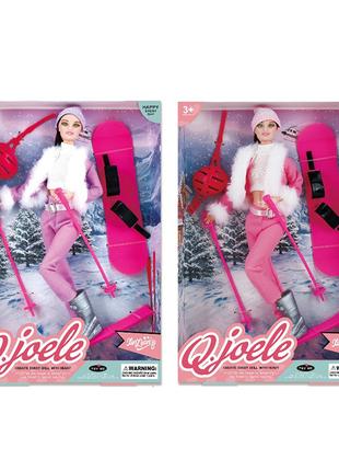 Кукла лыжница, шарнирная, лыжи, сноуборд L5748S-3