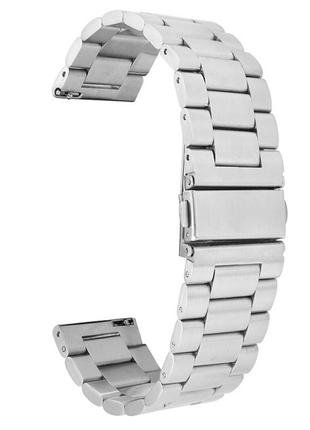 Ремінець металевий для годинника 22 мм Rolex 3 Bead design срі...