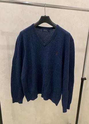 Шерстяной свитер джемпер оверсайз polo ralph lauren синий