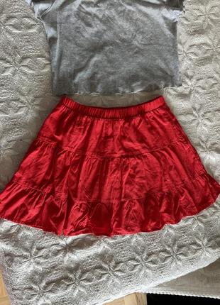 Красная короткая юбка bershka