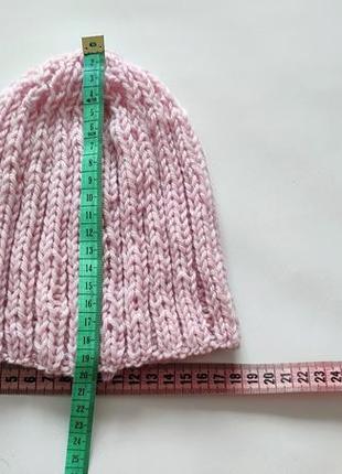 Шапка рожева в'язана ручна робота шапочка доросла дитяча розова
