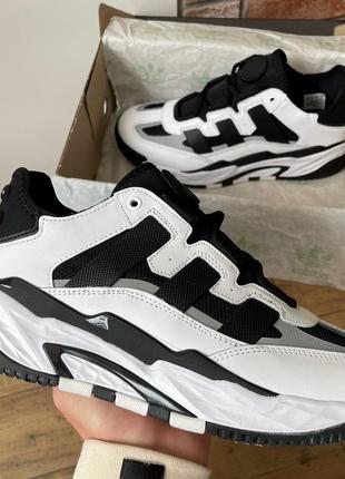 Демисезон мужские кроссовки adidas niteball black white 3