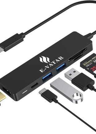 Сток USB C HUB 6 в 1 Адаптер типа C с 4K HDMI, 2 USB 3.0, 100 ...