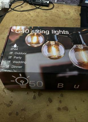 Світлодіодна ретрогірлянда LED-G40-2,,15 м 50 ламп, лампочки в...