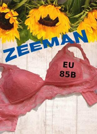 🌹🌹zeeman eu 85b бюстгальтер без косточки поролон кружево розов...