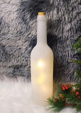 Стеклянная бутылка декоративная с лед подсветкой