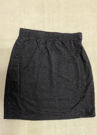 Shein крутая черная с блестками мини юбка на резинке