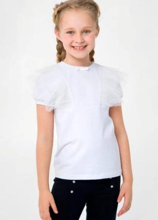 Блузка для дівчинки smil трикотажна з коротким рукавом біла ро...