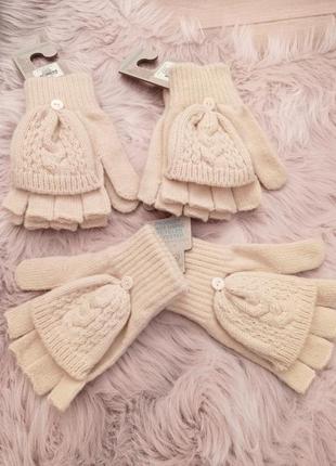 Тепленькие женские митенки перчатки рукавицы бренда primark