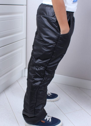 Теплые брюки для подростка плащевка черные 231221мо
