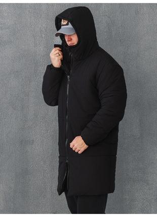 Мужская зимняя длинная куртка ASOS на пуху, теплая черная курт...