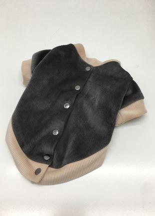 Толстовка куртка для собак сіра з вельвету 27х46 см