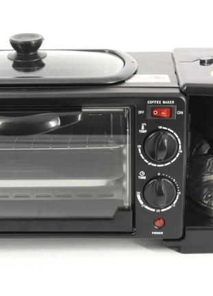Электрическая печь для выпечки с кофеваркой и сковородой 3в1 1...